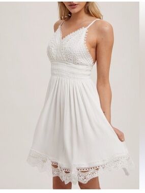 Zara White Crochet Bodice Spaghetti Strap Top